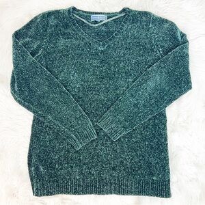 KAREN SCOTT GREEN V-NECK PULLOVER KNIT SWEATER WOMENS SZ MEDIUM